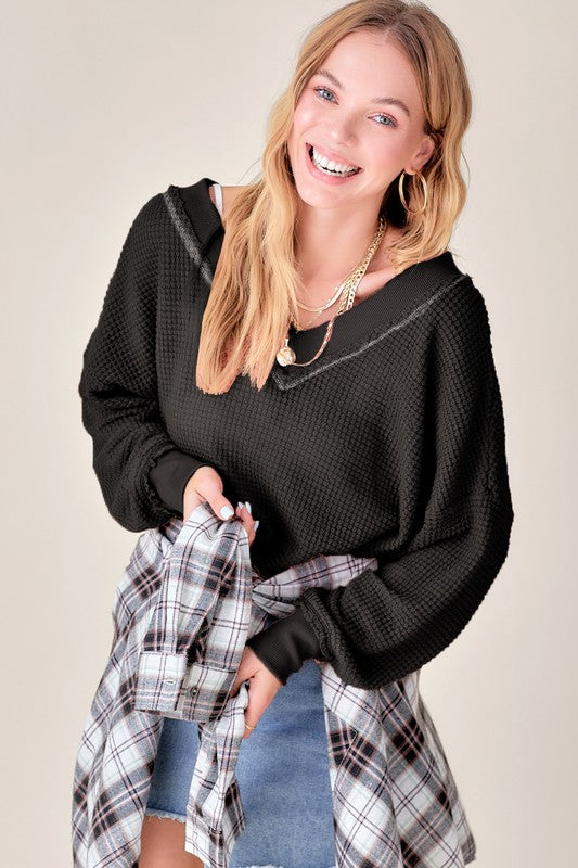 Off Shoulder Holly Waffle Top