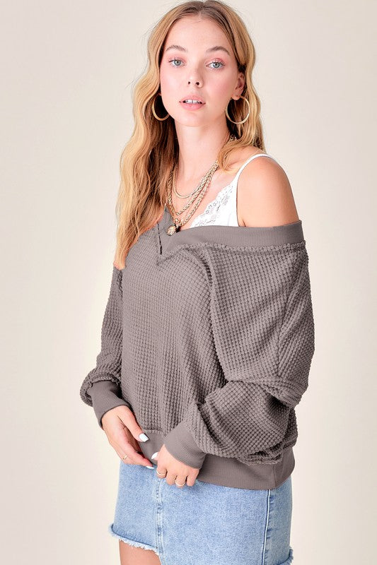 Off Shoulder Holly Waffle Top