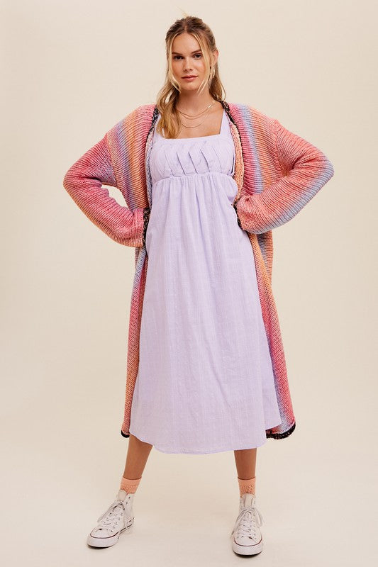 Selena Multi Color Long Knit Open Cardigan