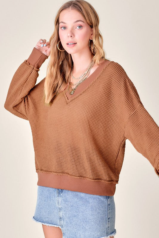 Off Shoulder Holly Waffle Top