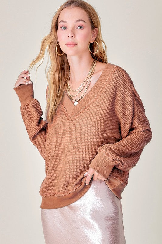 Off Shoulder Holly Waffle Top