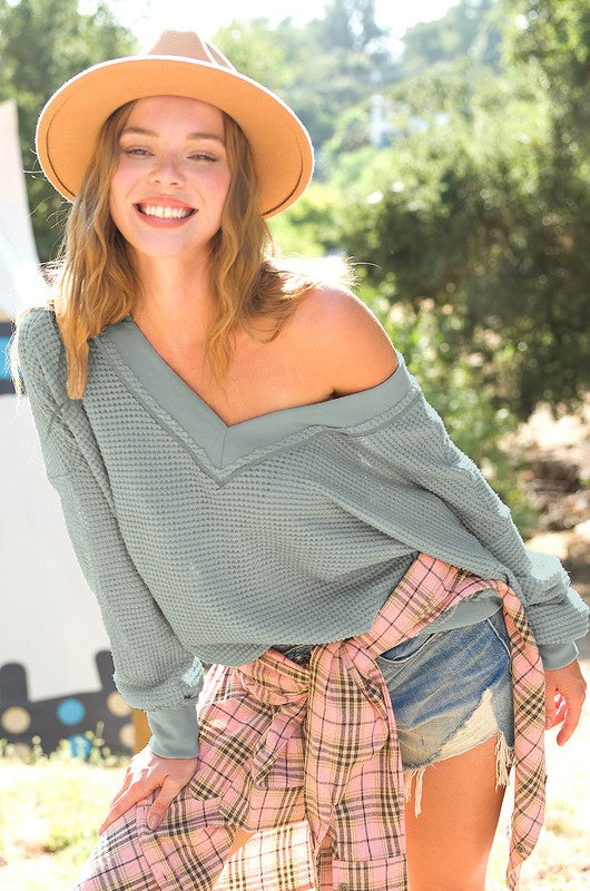 Off Shoulder Holly Waffle Top