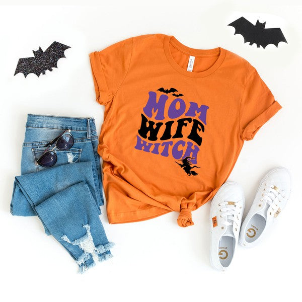 Mom Wife Witch Colorful Short Sleeve Graphic Tee