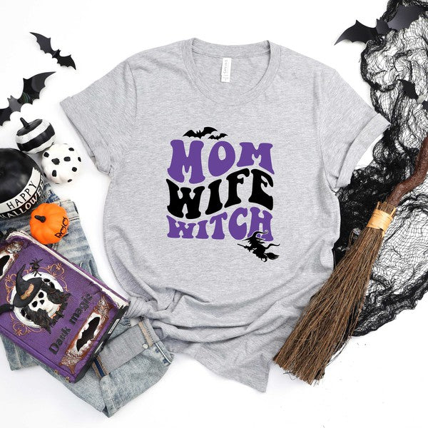 Mom Wife Witch Colorful Short Sleeve Graphic Tee
