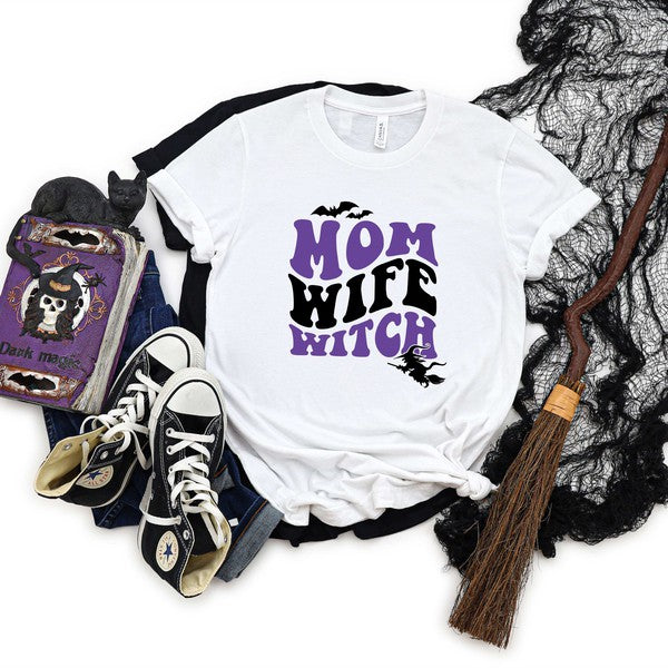 Mom Wife Witch Colorful Short Sleeve Graphic Tee