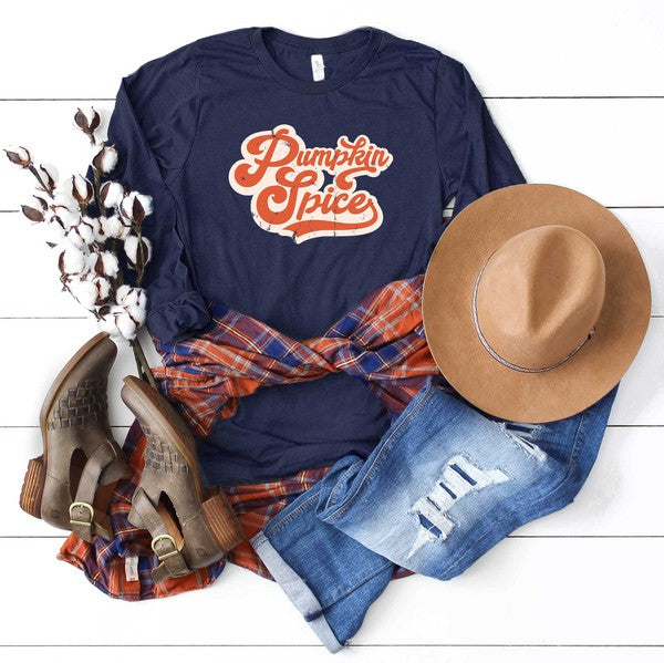 Retro Pumpkin Spice Words Long Sleeve Tee