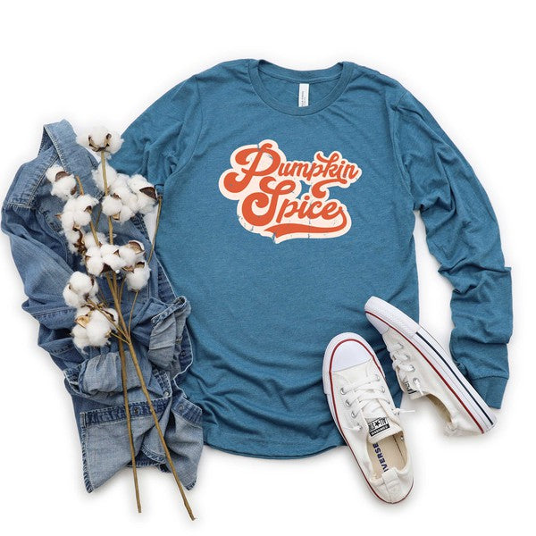 Retro Pumpkin Spice Words Long Sleeve Tee
