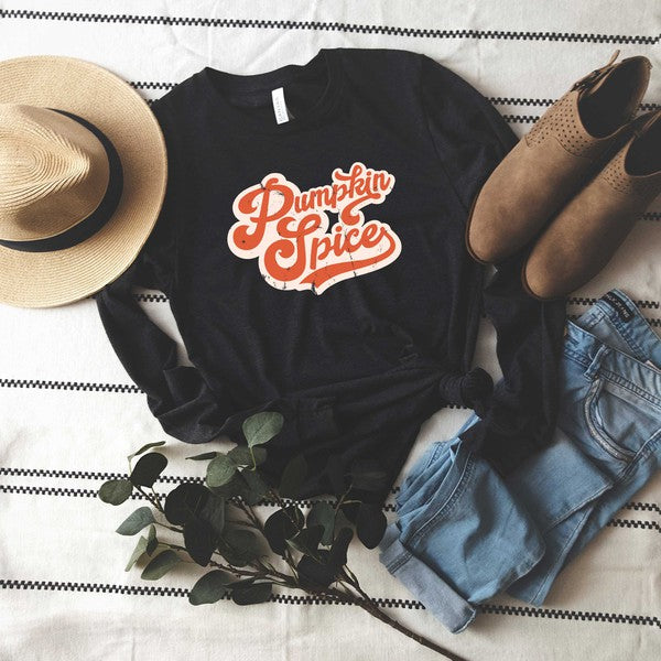 Retro Pumpkin Spice Words Long Sleeve Tee