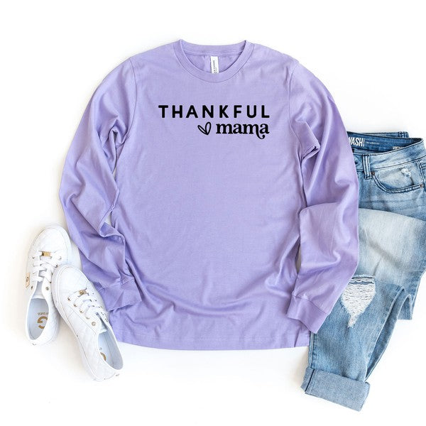 Thankful Mama Bold Heart Long Sleeve Graphic Tee