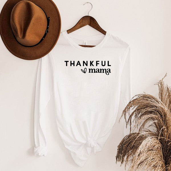 Thankful Mama Bold Heart Long Sleeve Graphic Tee
