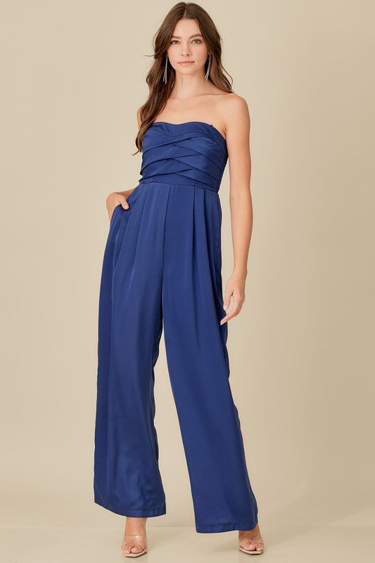 Taylor Overlapping Top Detailed Jumpsuit