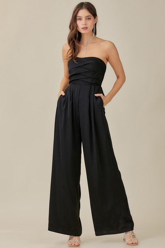Taylor Overlapping Top Detailed Jumpsuit