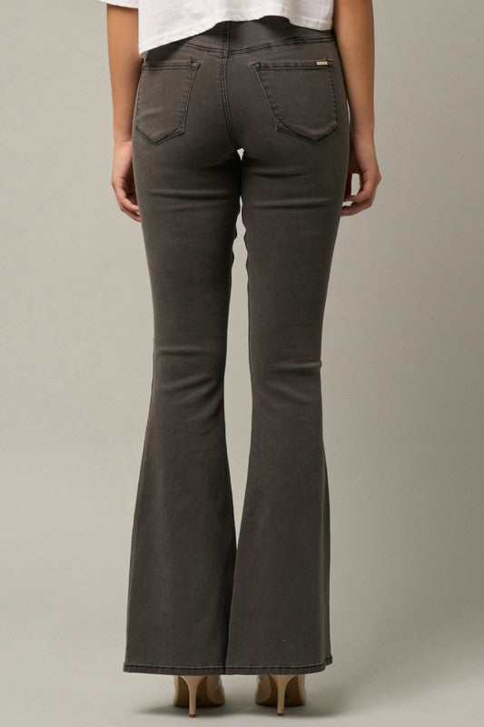 Sam Mid Rise Banded Wide Flare Jeans