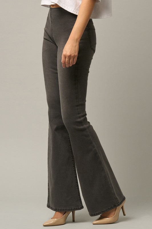 Sam Mid Rise Banded Wide Flare Jeans