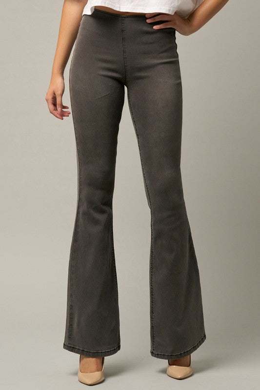 Sam Mid Rise Banded Wide Flare Jeans