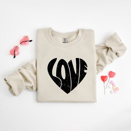 Love Heart Distressed Graphic Sweatshirt