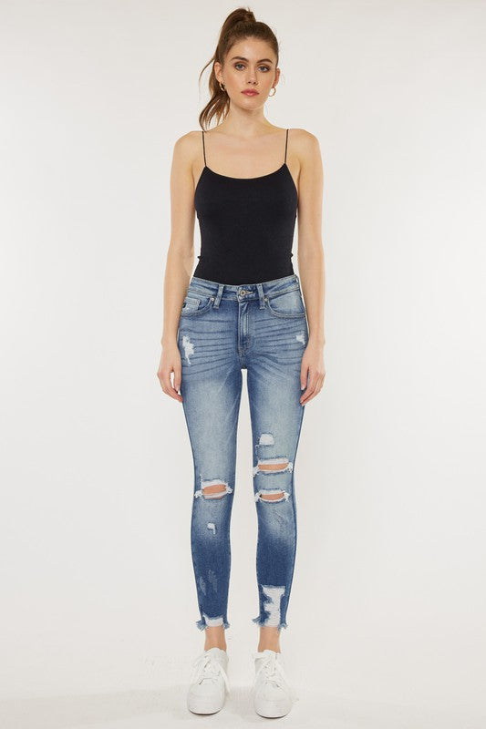 Debbie High Rise Fray Hem Ankle Skinny