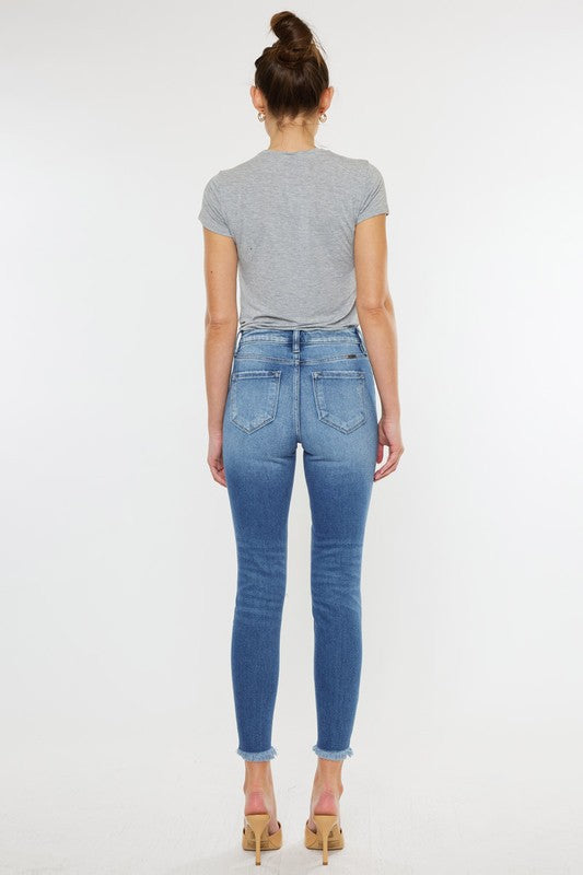 Jamie High Rise Fray Hem Ankle Skinny Jeans
