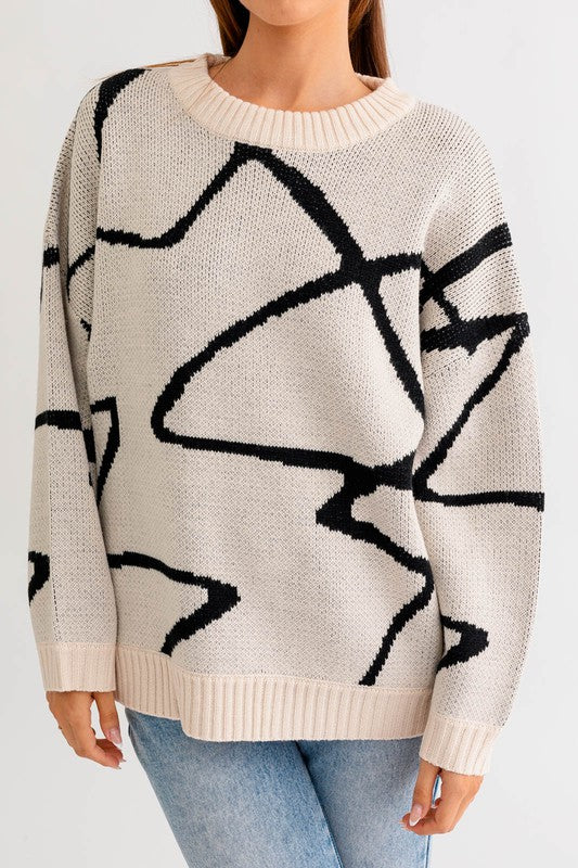 Jovi Abstract Pattern Oversized Sweater