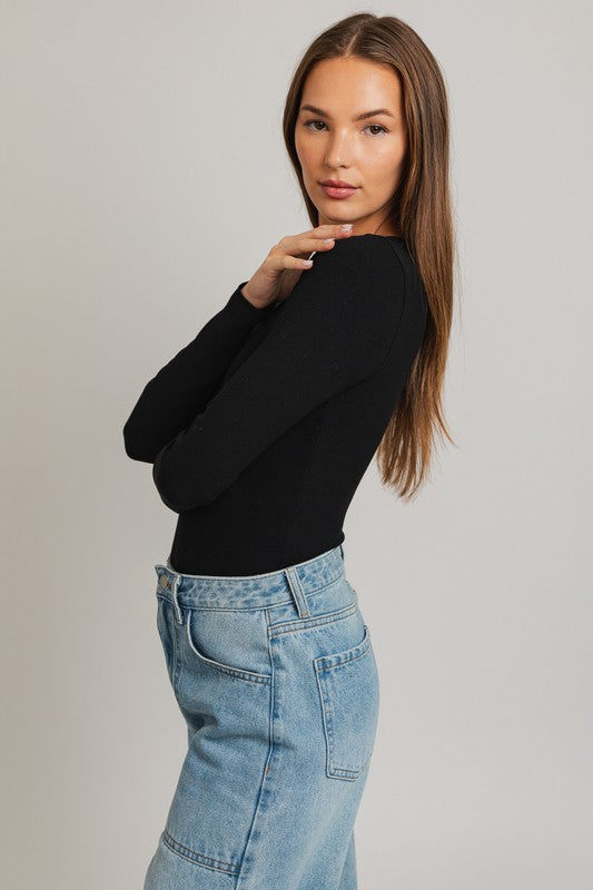 Layla Long Sleeve Ribbed Bodysuit