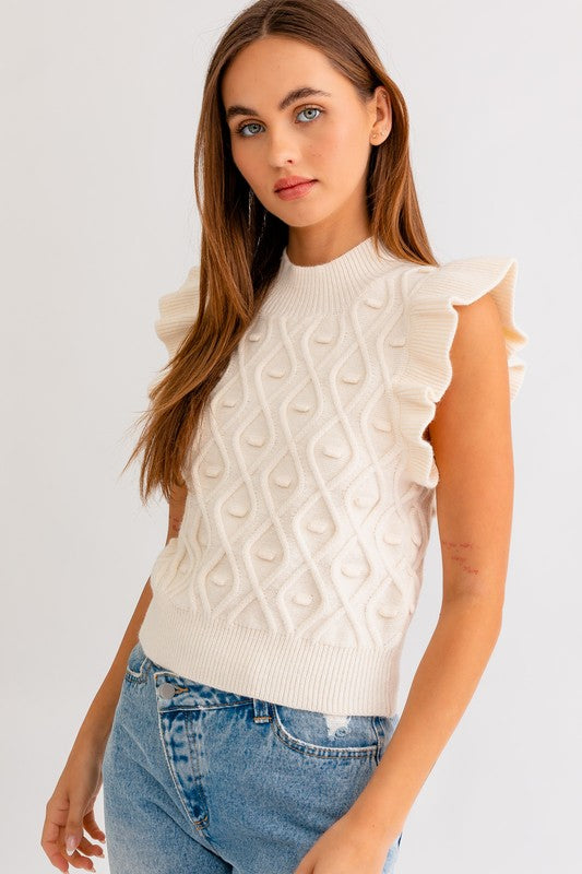 Lacie Mock Neck Ruffle Sleeve Tank