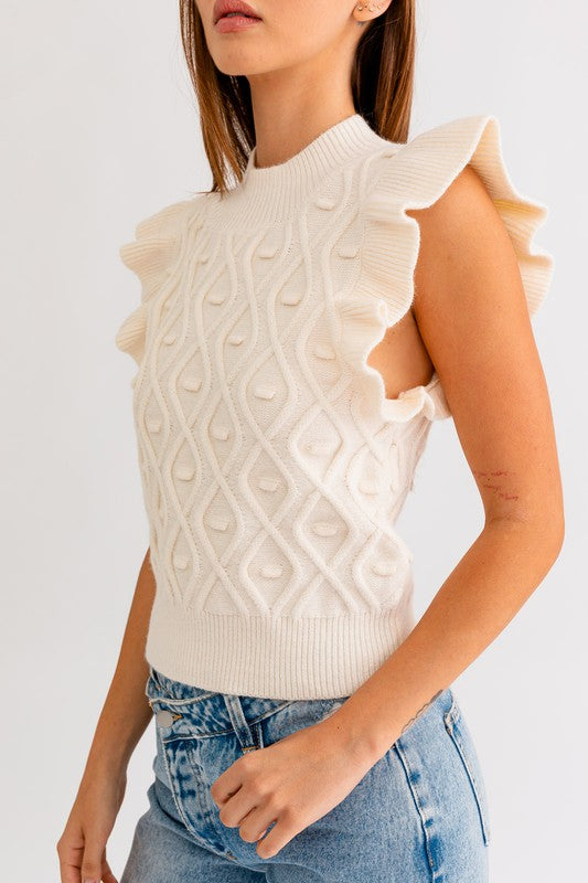 Lacie Mock Neck Ruffle Sleeve Tank