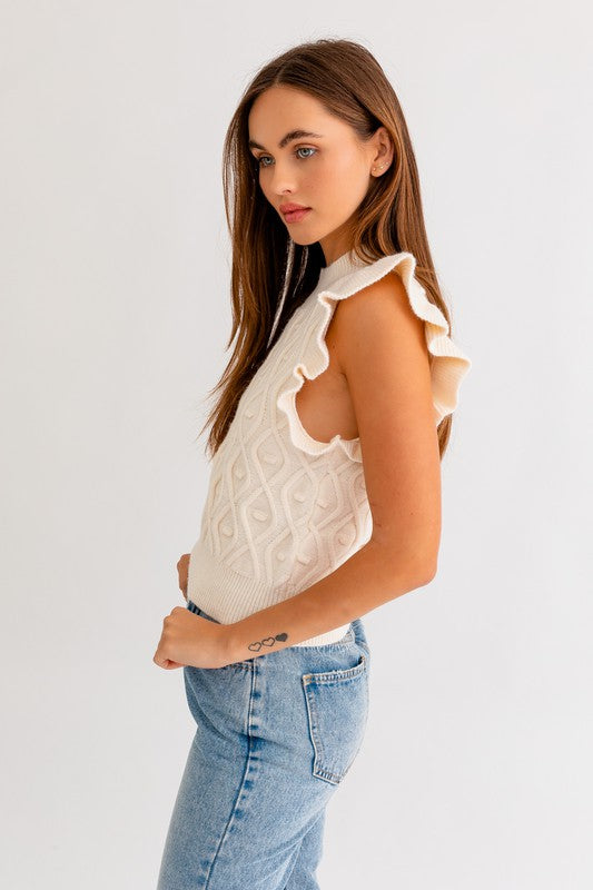 Lacie Mock Neck Ruffle Sleeve Tank