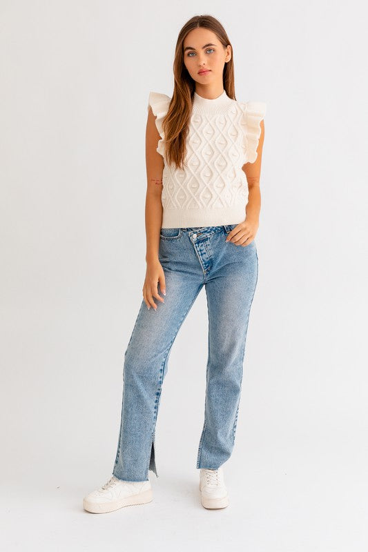 Lacie Mock Neck Ruffle Sleeve Tank