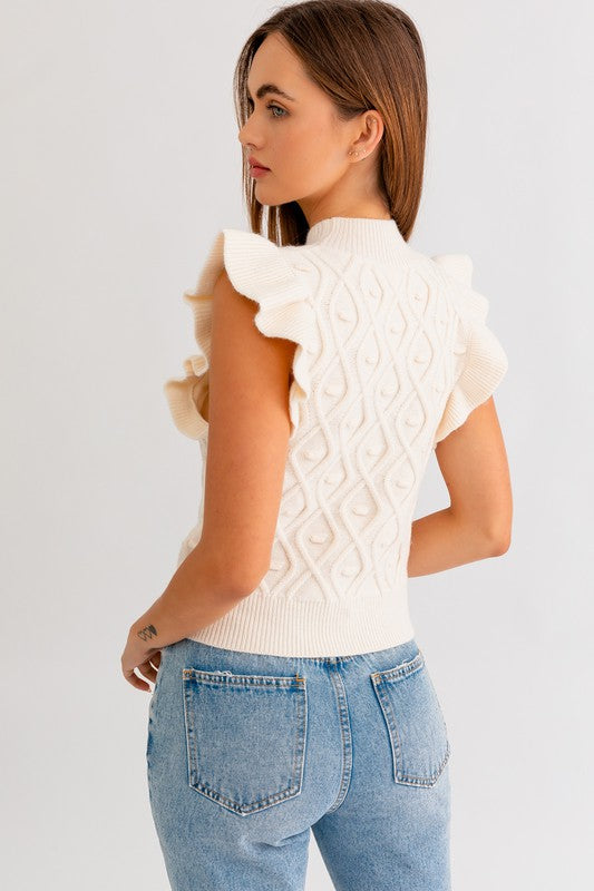 Lacie Mock Neck Ruffle Sleeve Tank