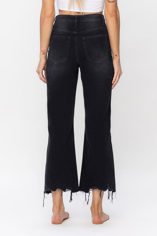 90's Vintage Crop Flare Jean || Black