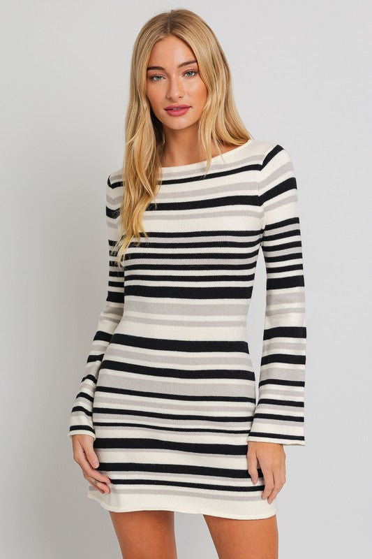 Mackenzie Boat Neck Bell Sleeve Sweater Dress