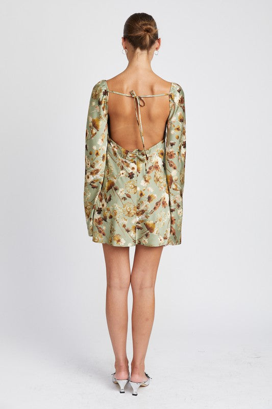 Arianna Floral Dress with Open Back