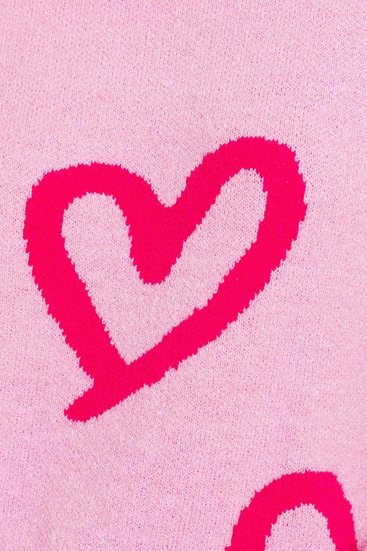 Love Round Neck Heart Printed Sweater