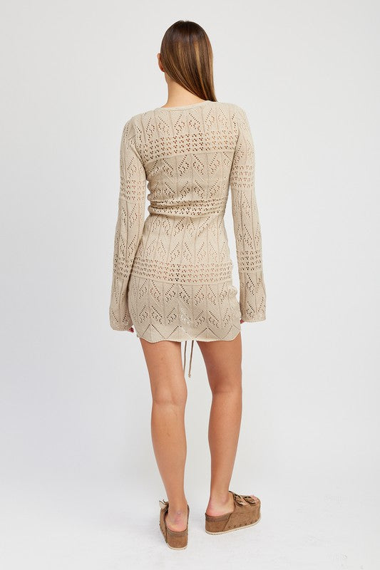 Valentina Ruched Crochet Mini Dress