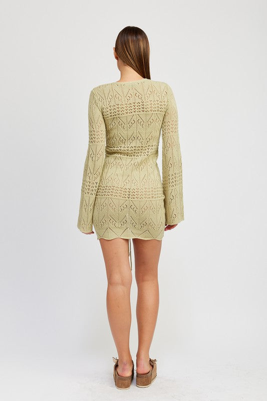 Valentina Ruched Crochet Mini Dress