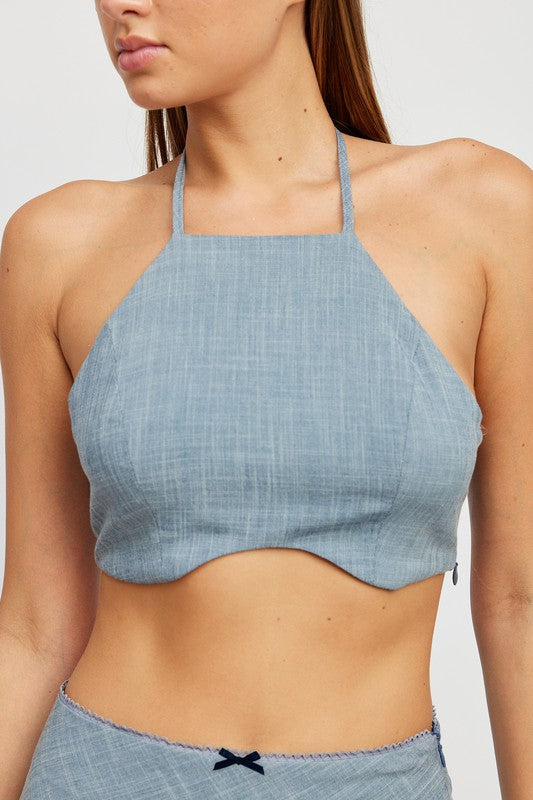 Angelica Cropped Halter Top