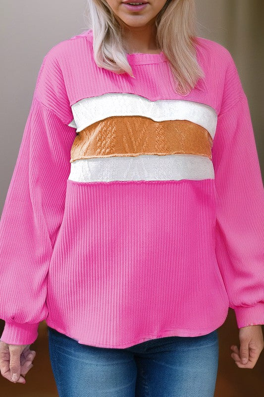 Jenny Seam Patchwork Drop Sleeve Top