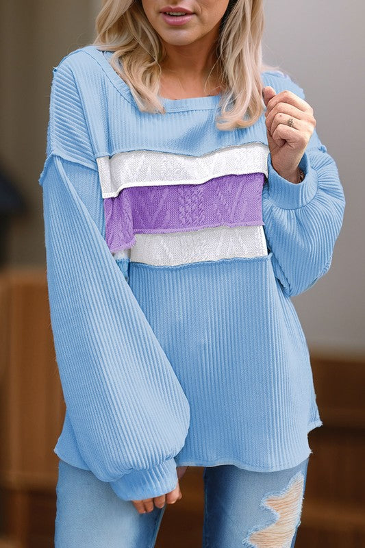 Jenny Seam Patchwork Drop Sleeve Top