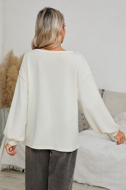 Jenny Seam Patchwork Drop Sleeve Top