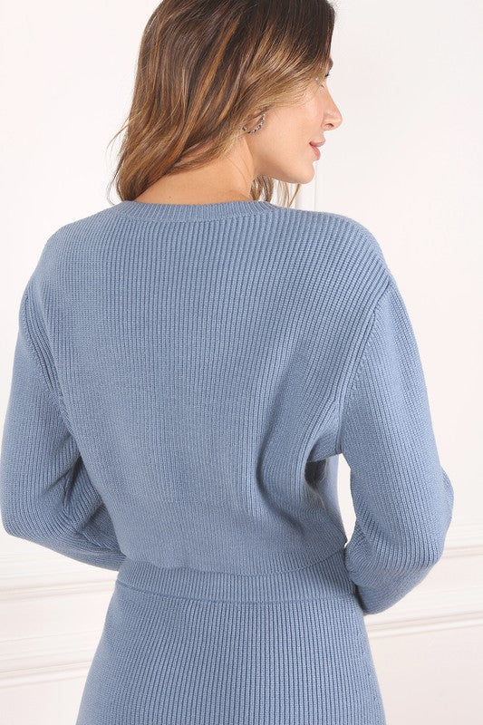 Farrah Ribbed Knit Crop Top and Skirt Set