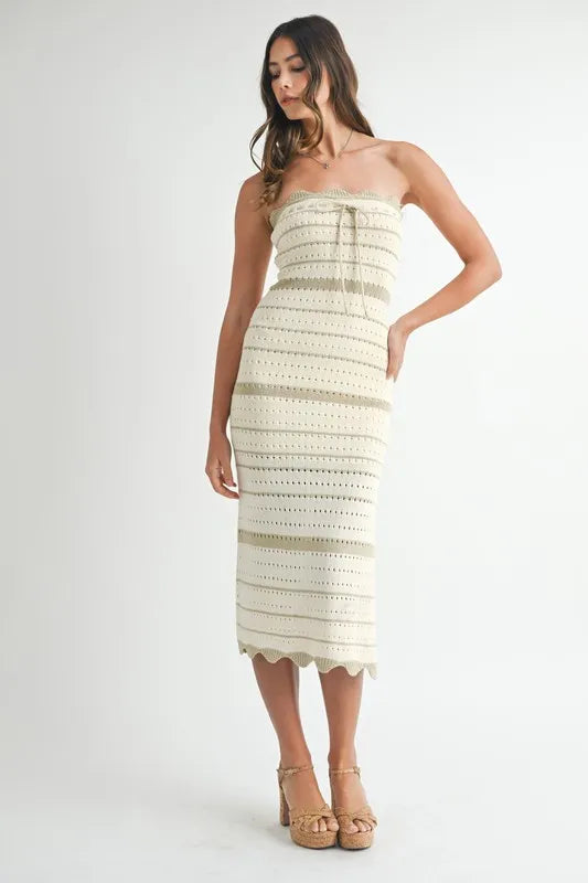 contrast crochet dress ASOS Design - Crochet Midi Dress - Women - Cotton/Acrylic/Viscose/Nylon - L