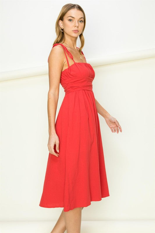 Gloria Tie-Strap Midi Dress