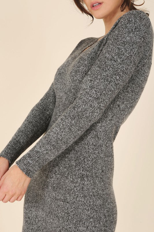 Selena V-neck sweater maxi dress
