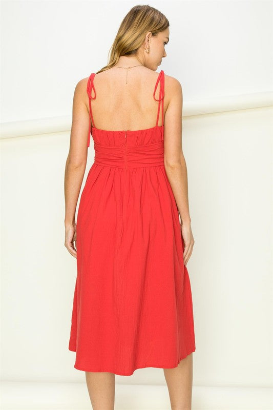 Gloria Tie-Strap Midi Dress