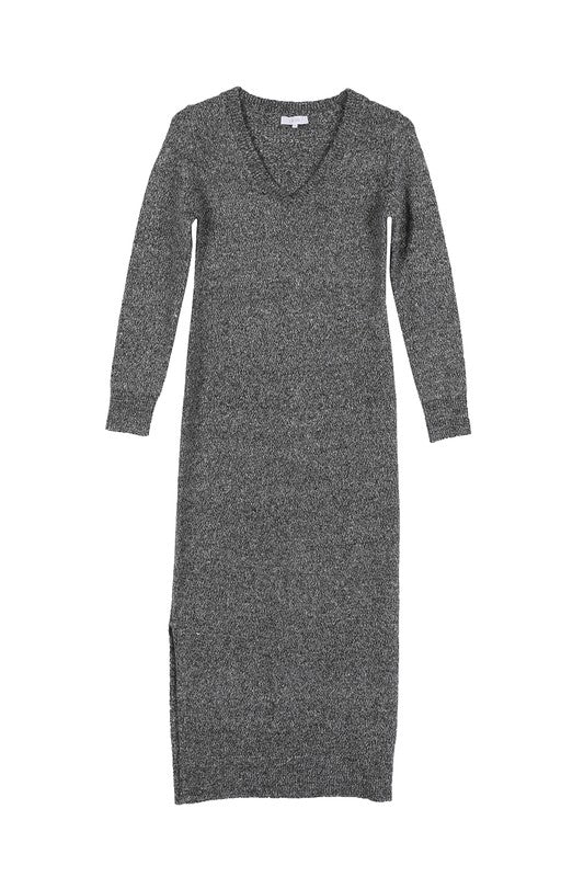 Selena V-neck sweater maxi dress