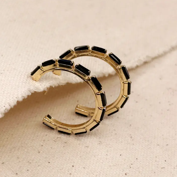 Zoey Black Hoop Earrings