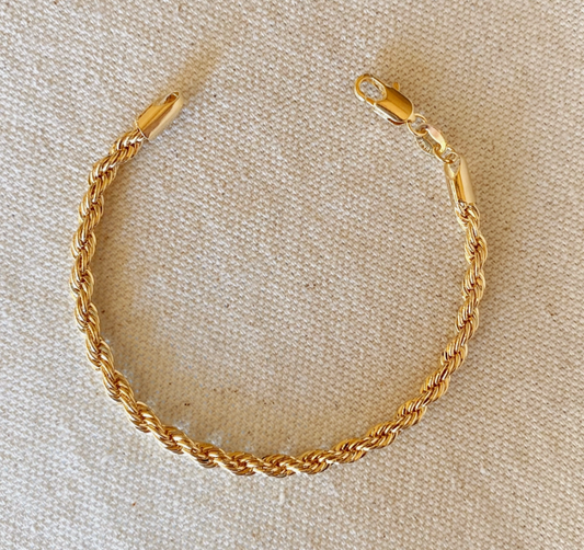18k Gold-Filled 4mm Rope Bracelet.