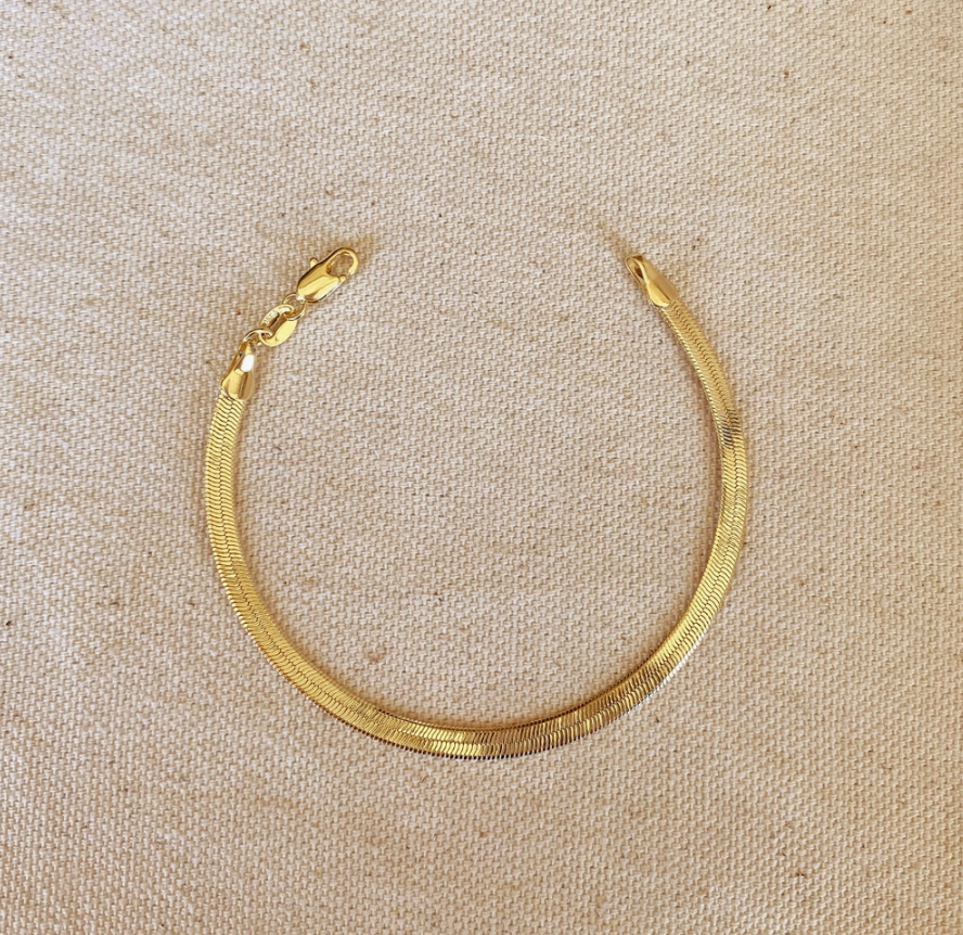 18k Gold Filled 4mm Herringbone Bracelet