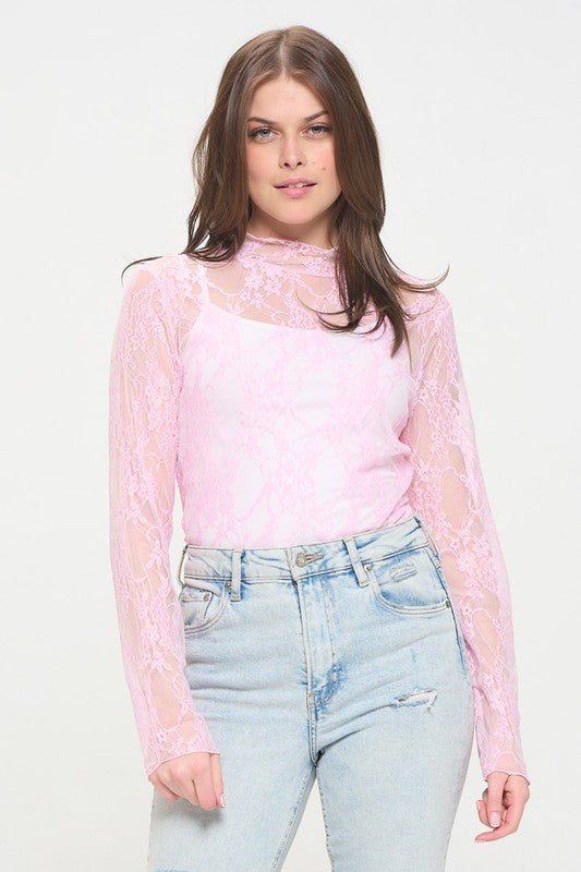 Briar Floral Print Lace Long Sleeve Top