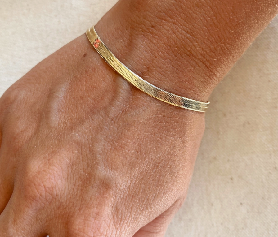 18k Gold Filled 4mm Herringbone Bracelet